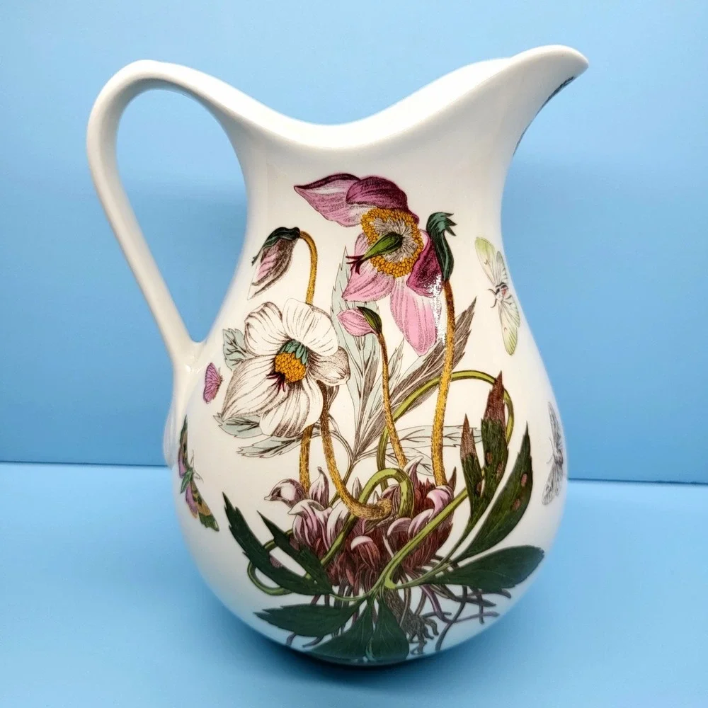Portmeirion Botanic Christmas Rose Pitcher Vase Vintage Cottagecore‎ Floral